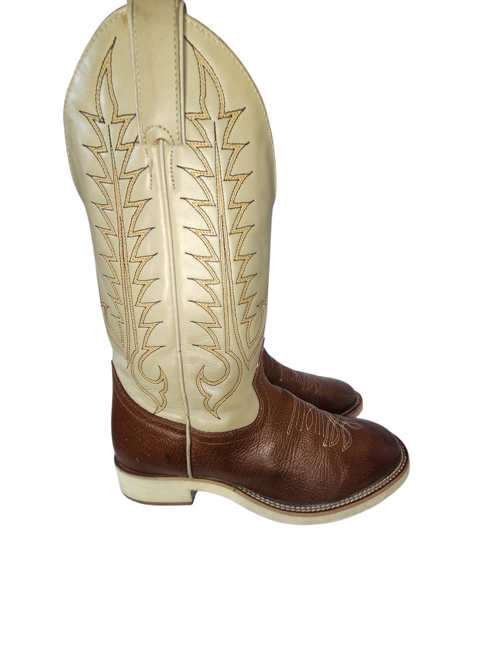TONY LAMA 350Y FOAM SOLE COMFORT BOY KIDS WESTERN BOOTS SIZE 3 D BEIGE BROWN
